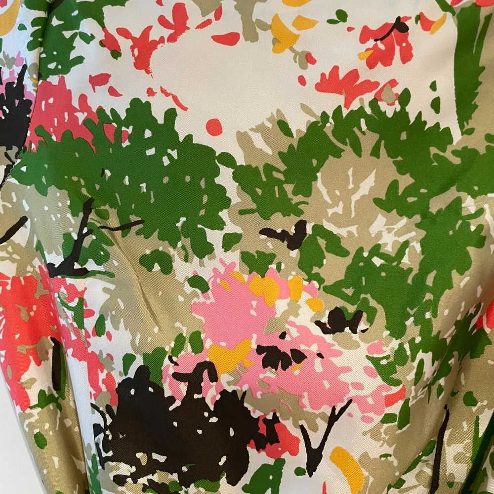 Milly Silk Faux Wrap V Neck Abstract Floral Dress - Picture 4 of 4